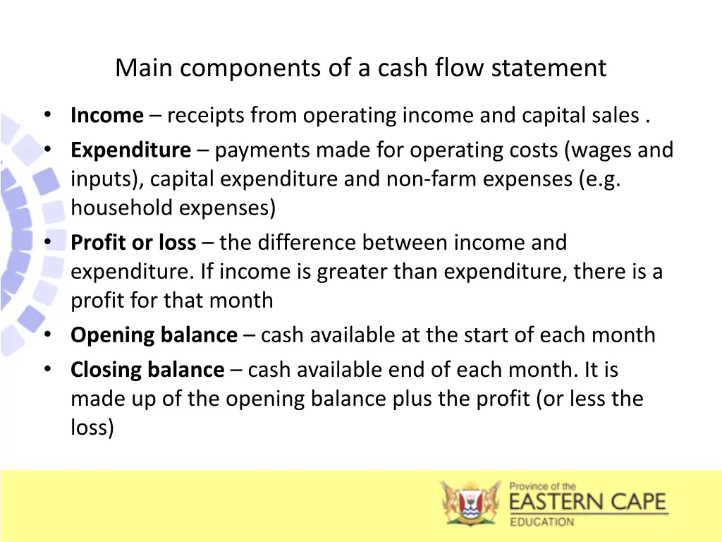 main components of a cash flow statement