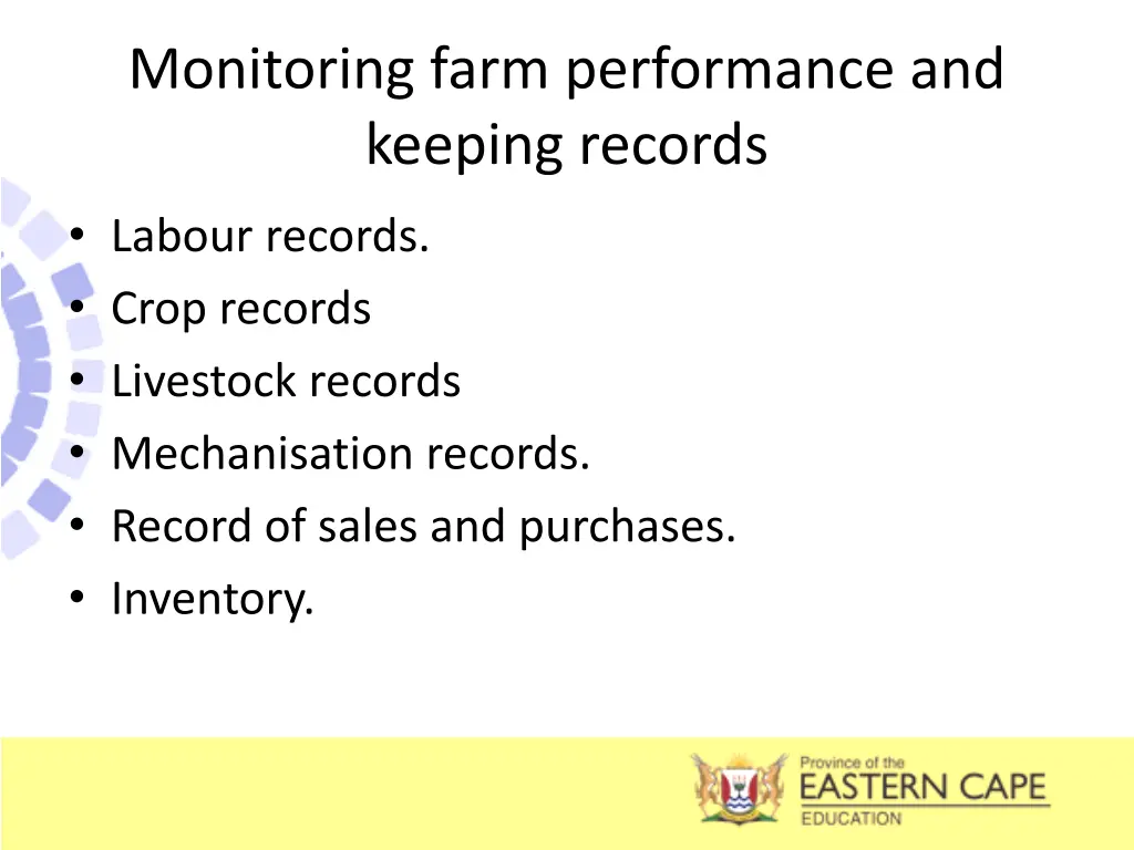 monitoring farm performance and keeping records