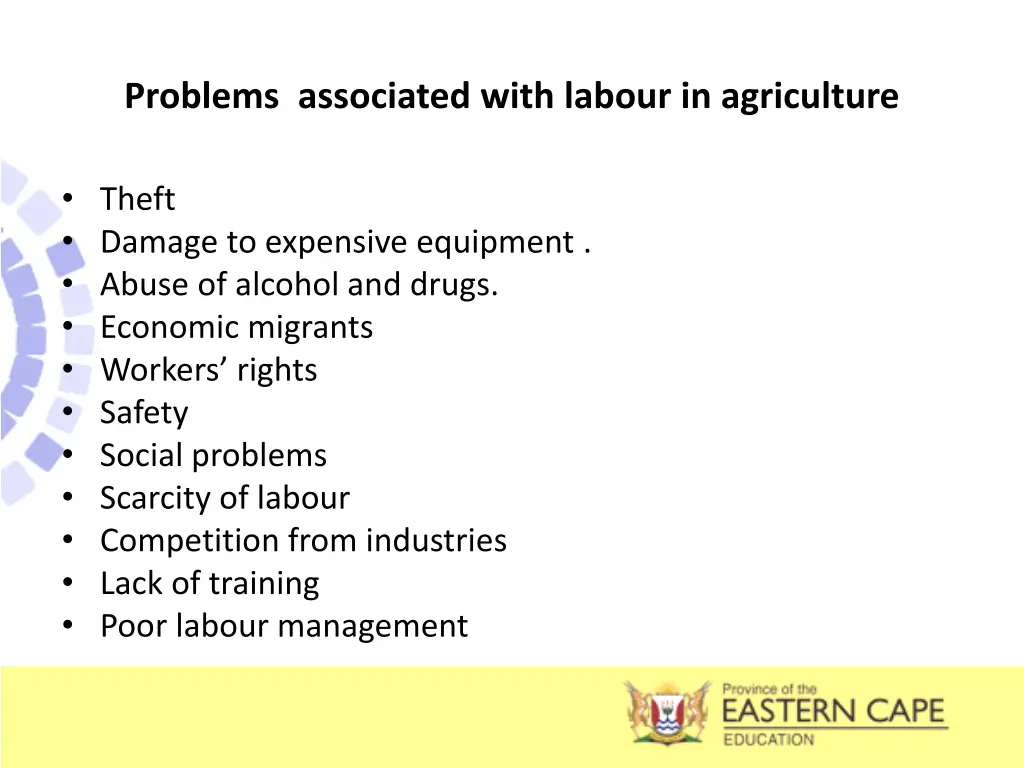 problems associated with labour in agriculture