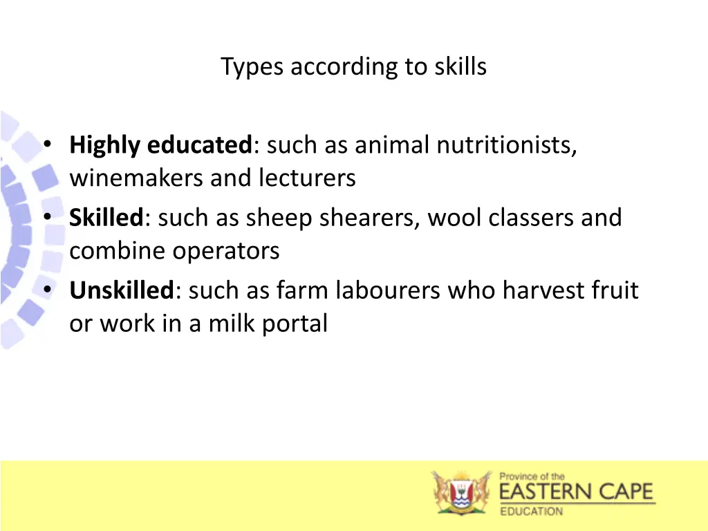 types according to skills