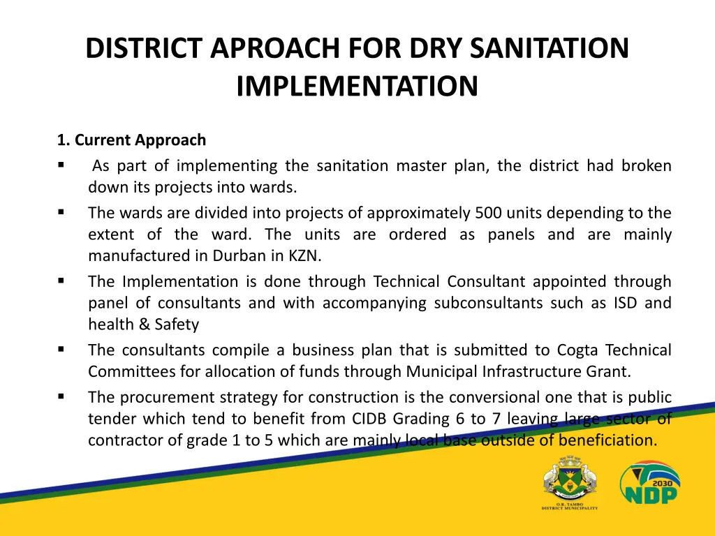 district aproach for dry sanitation implementation