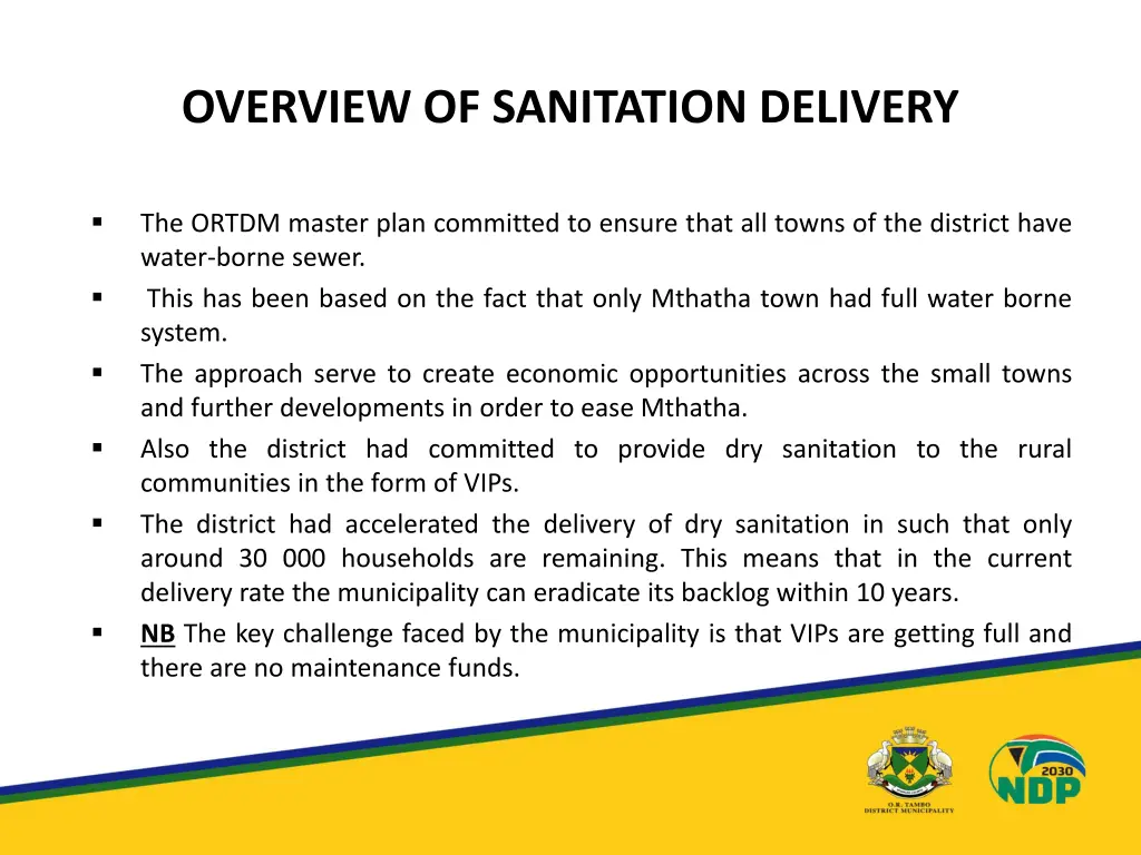 overview of sanitation delivery