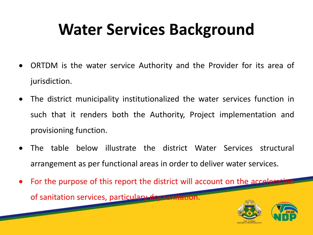 water services background