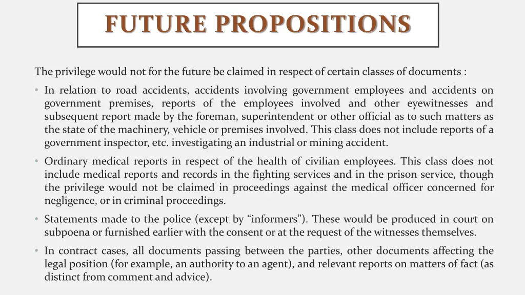 future propositions