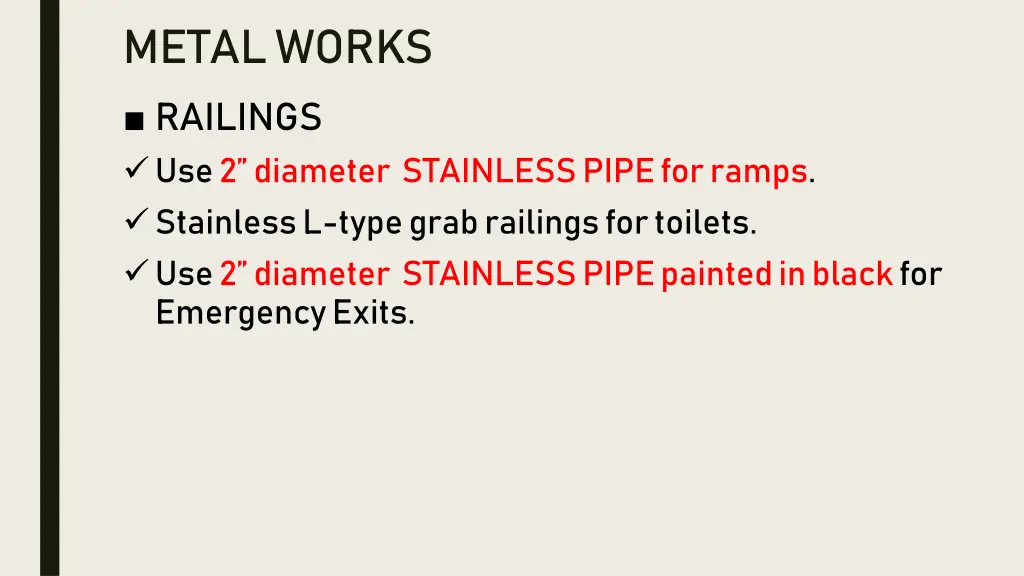 metal works railings use 2 diameter stainless