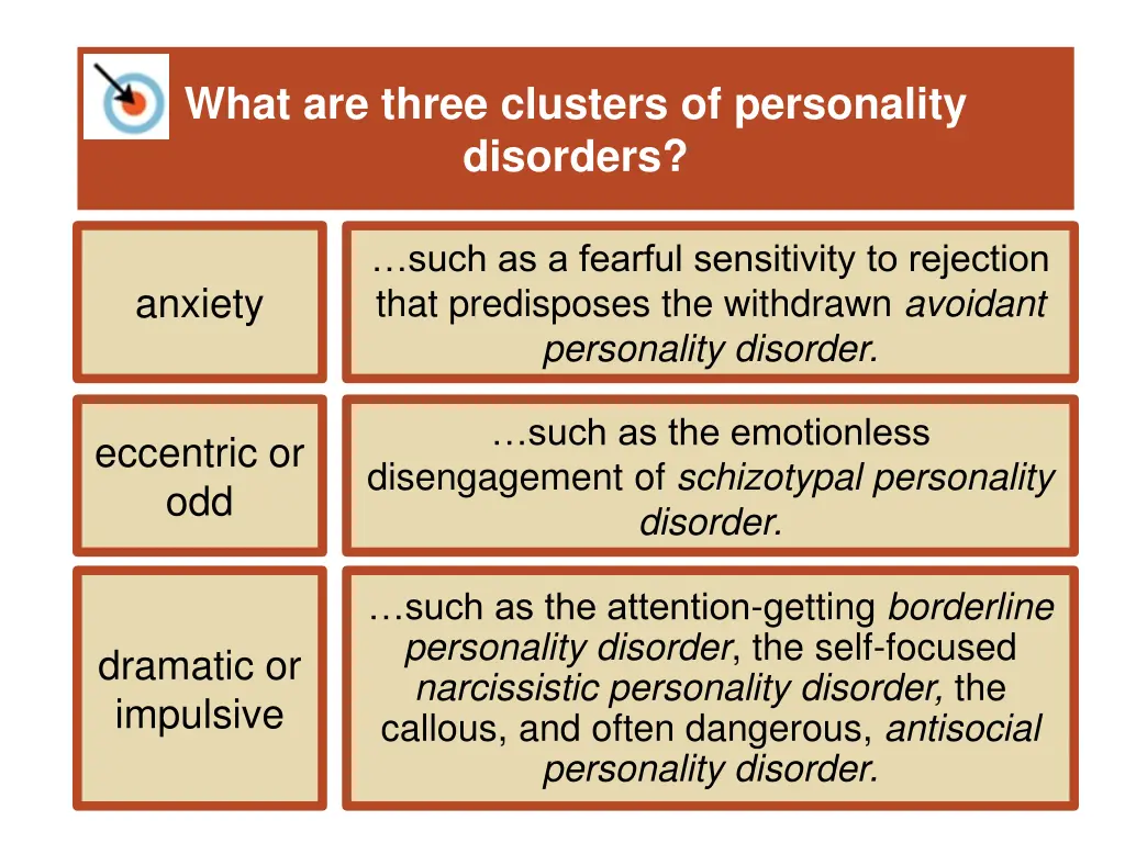 what are three clusters of personality disorders