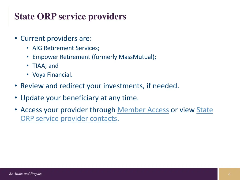 state orp service providers