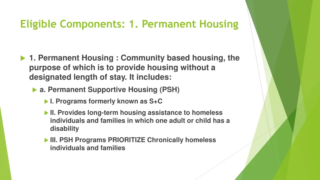 eligible components 1 permanent housing