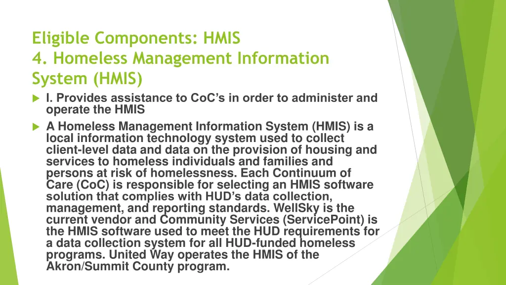 eligible components hmis 4 homeless management