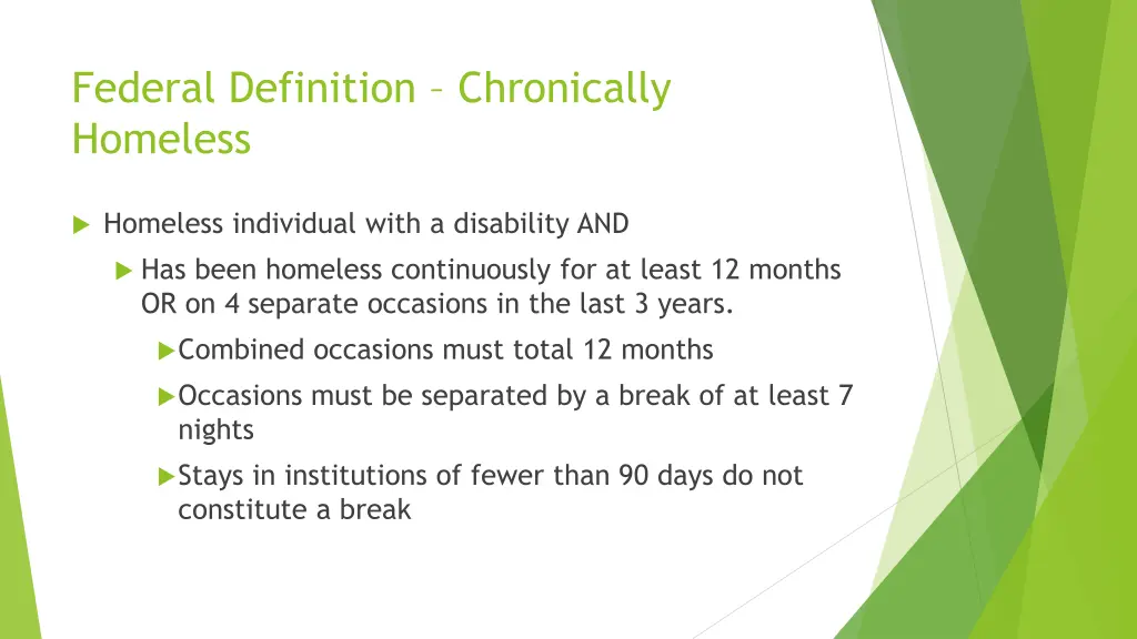 federal definition chronically homeless