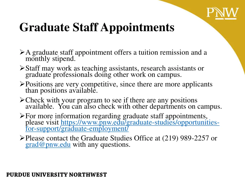 graduate staff appointments