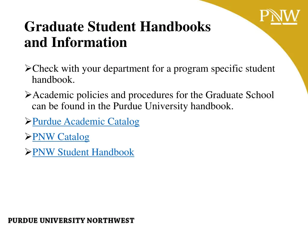 graduate student handbooks and information