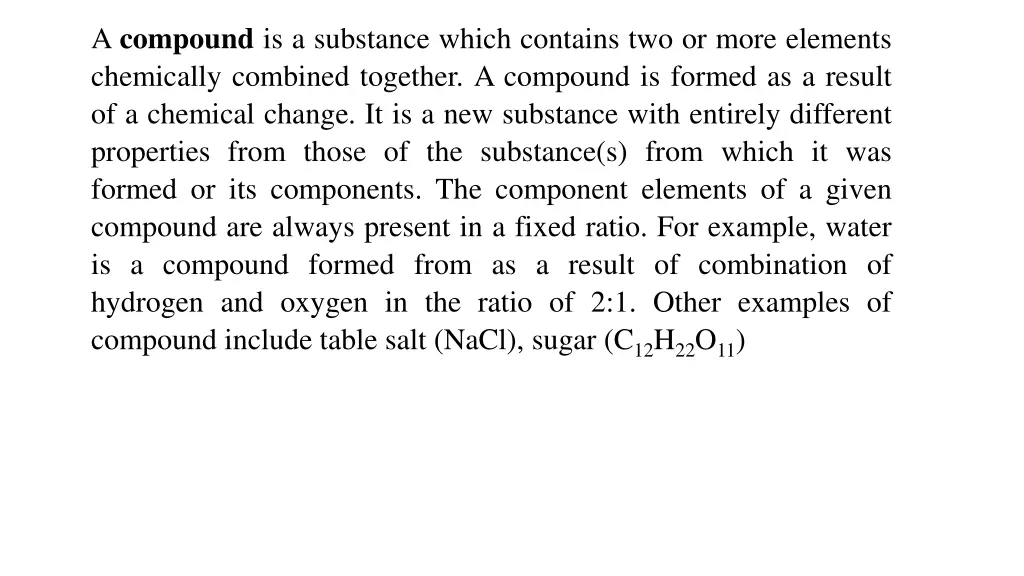 a compound is a substance which contains