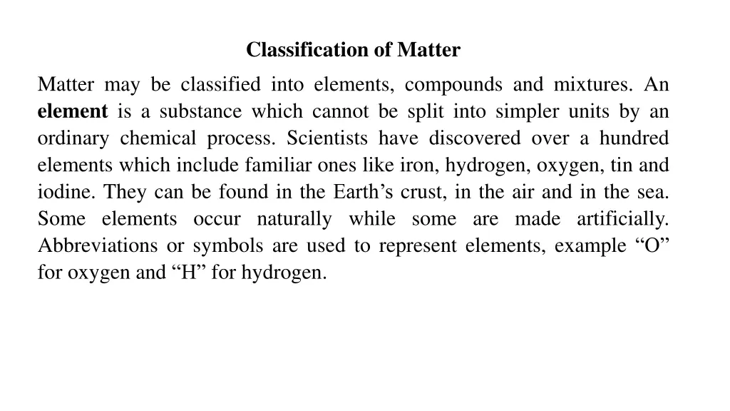 classification of matter