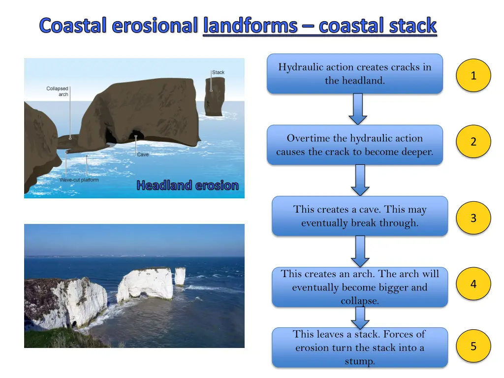 coastal erosional landforms coastal stack