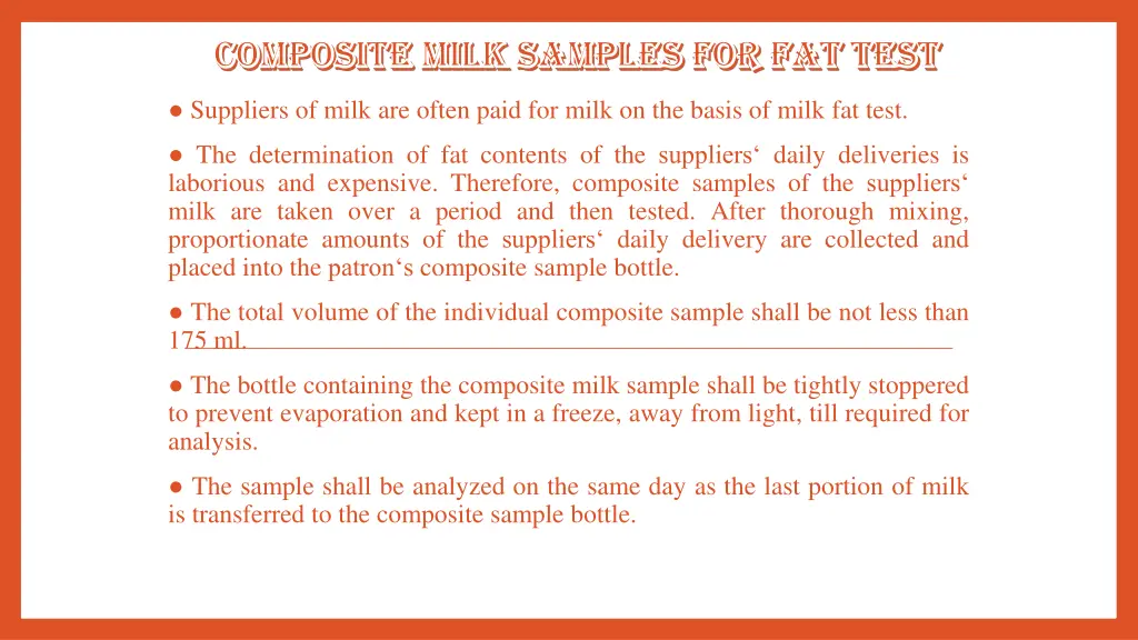 composite milk samples for fat test composite