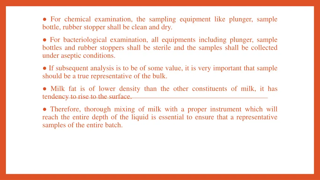 for chemical examination the sampling equipment