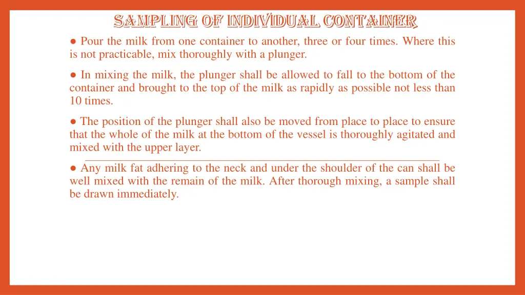 sampling of individual container sampling