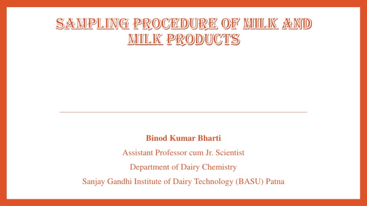 sampling procedure of milk and sampling procedure