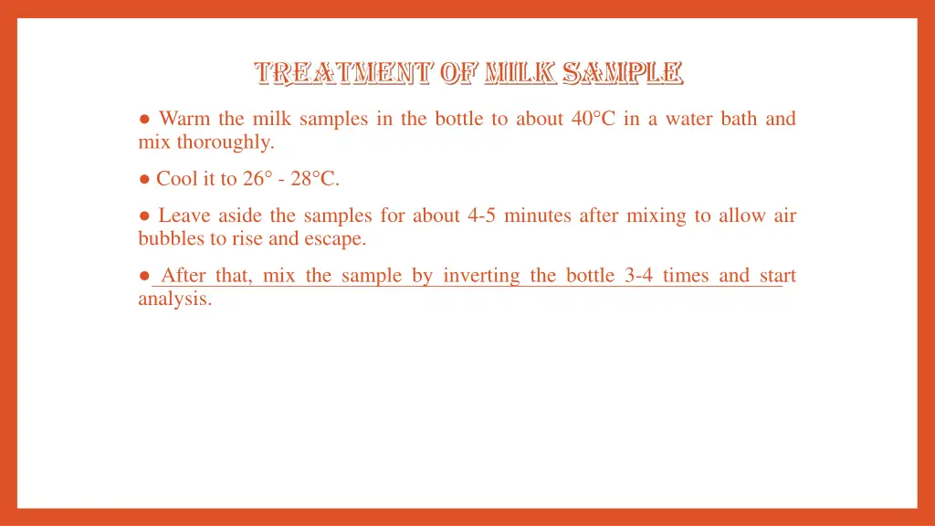 treatment of milk sample treatment of milk sample