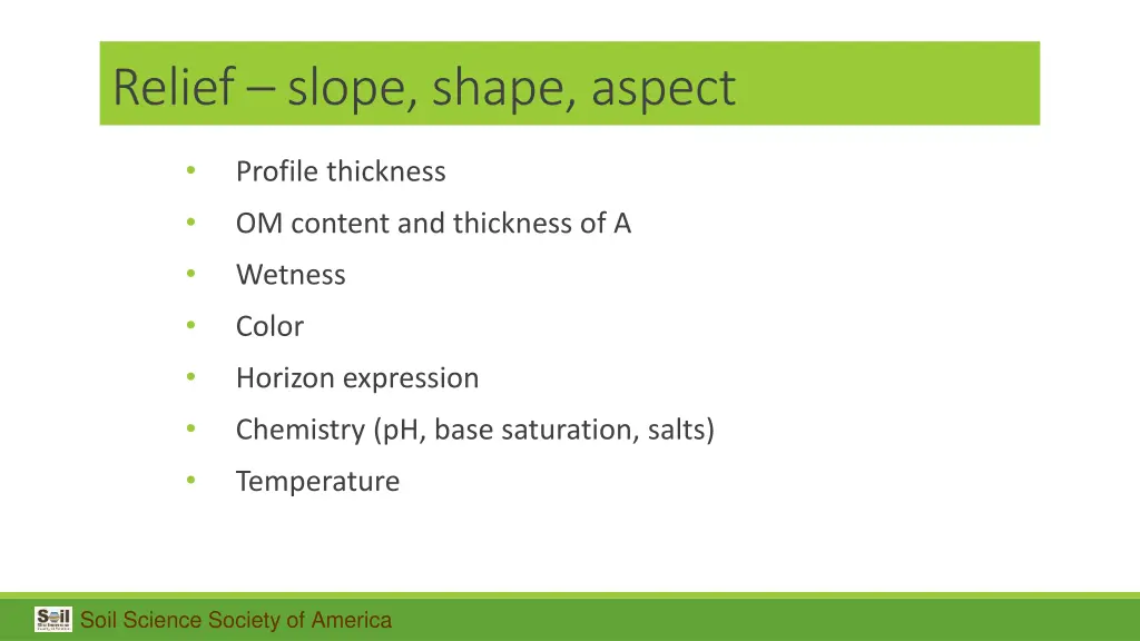 relief slope shape aspect