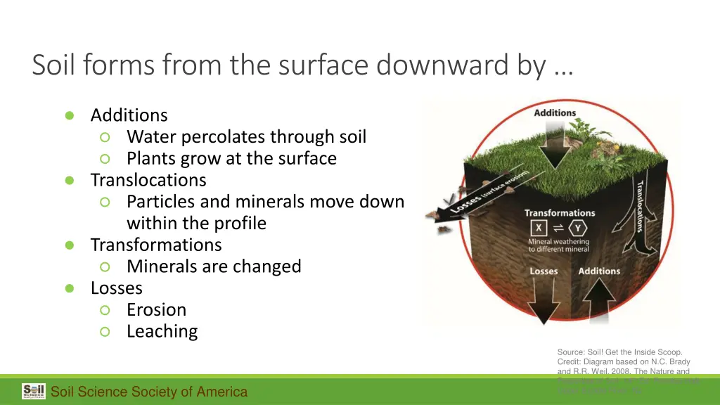 soil forms from the surface downward by