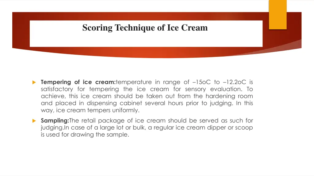 scoring technique of ice cream