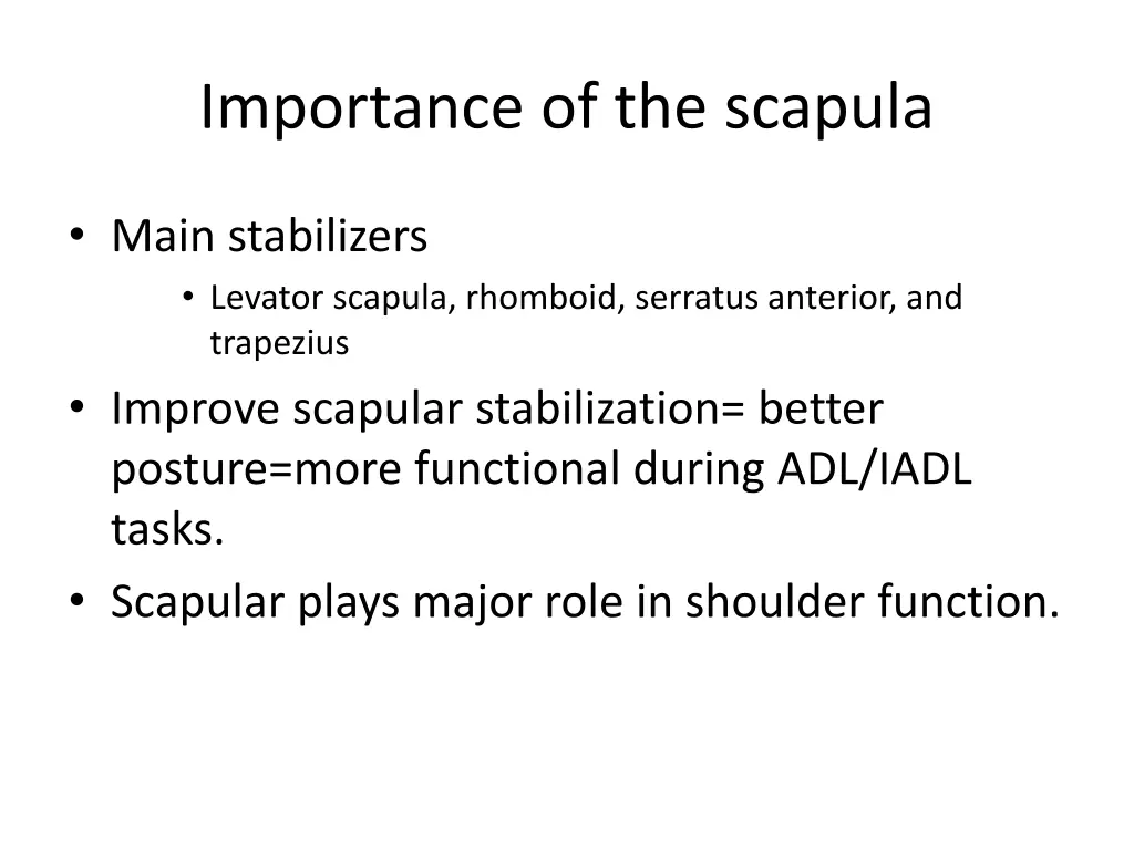 importance of the scapula