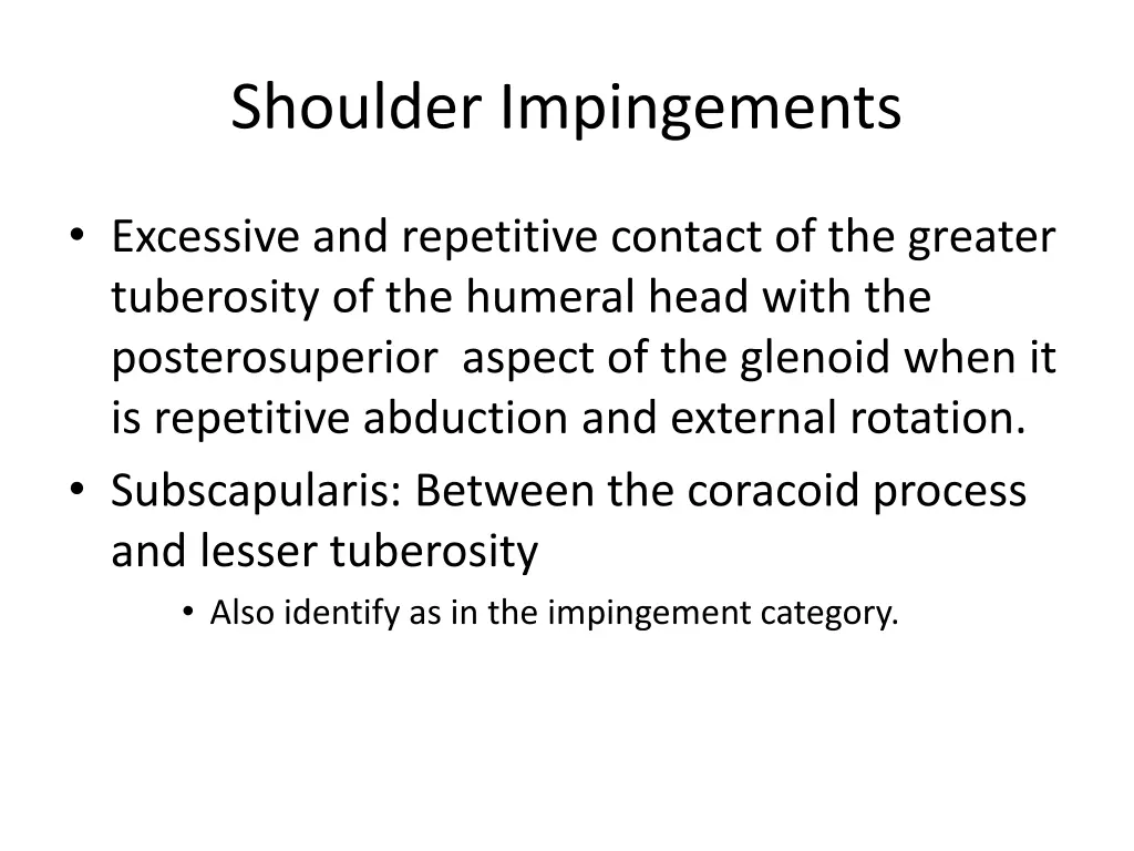 shoulder impingements