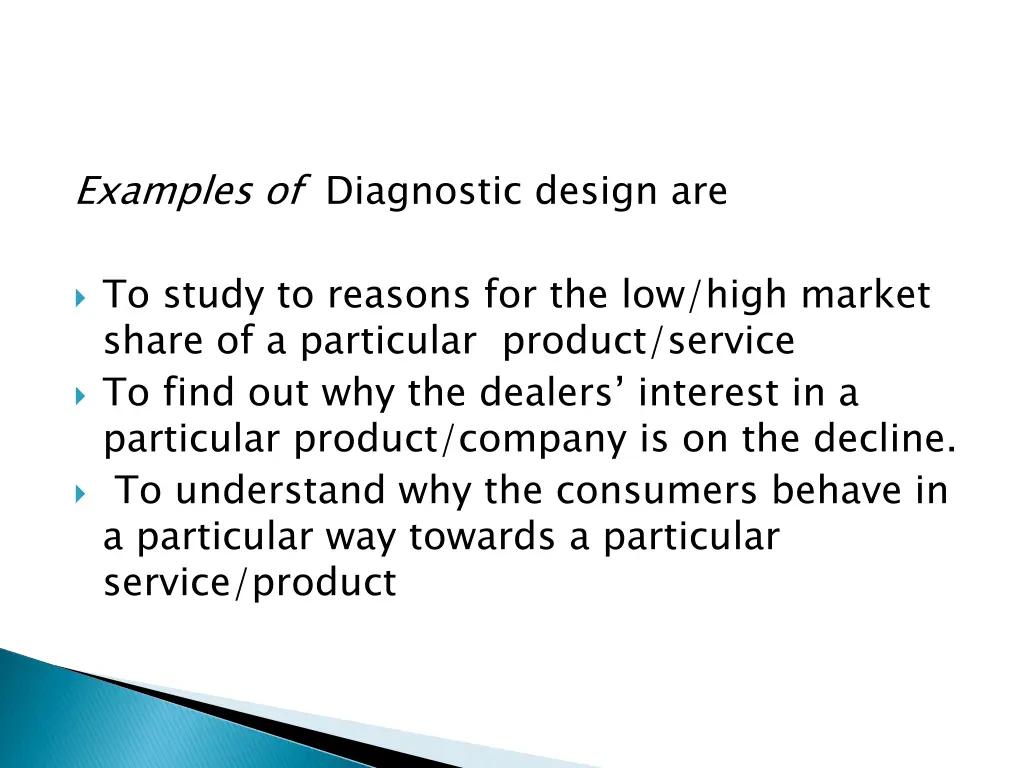 examples of diagnostic design are