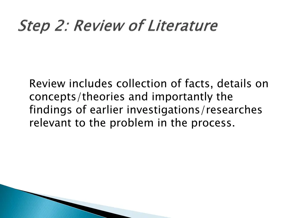 review includes collection of facts details