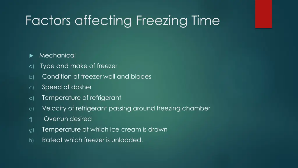 factors affecting freezing time