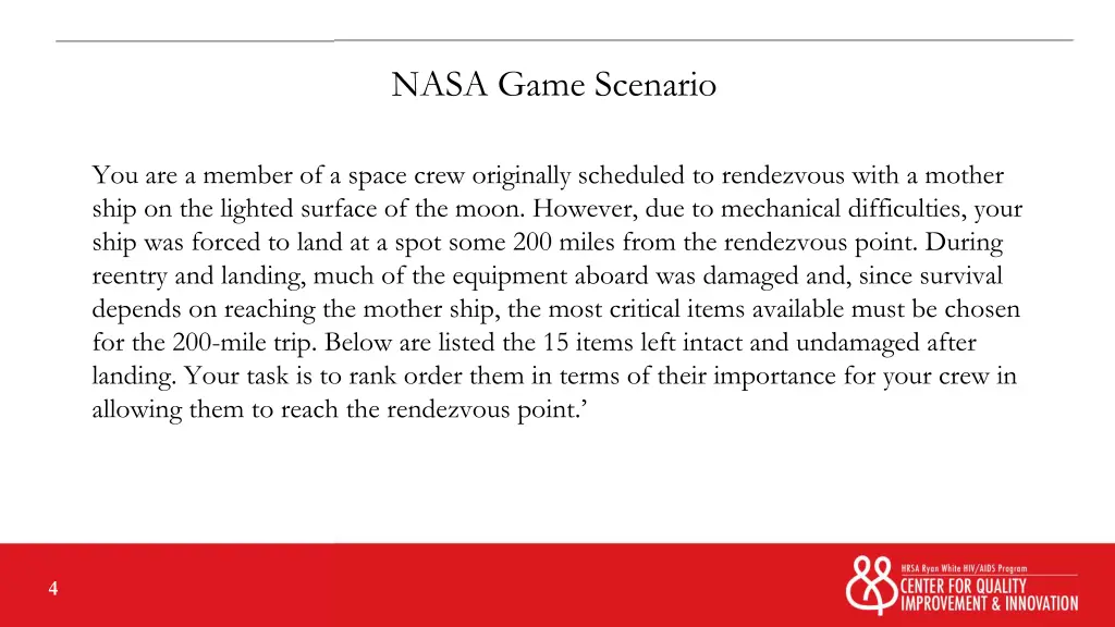 nasa game scenario