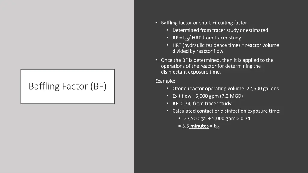 baffling factor or short circuiting factor