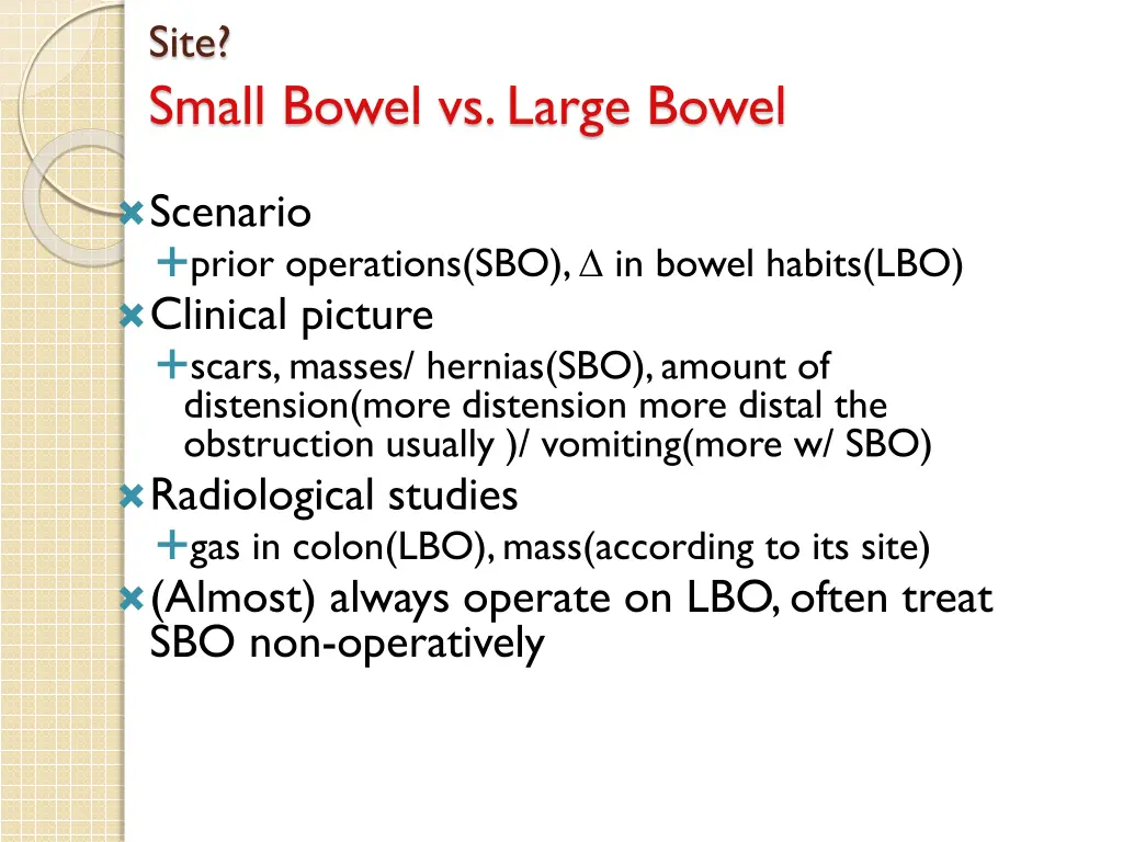 site small bowel vs large bowel