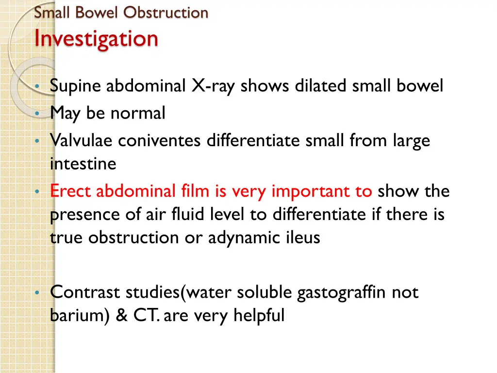 small bowel obstruction investigation