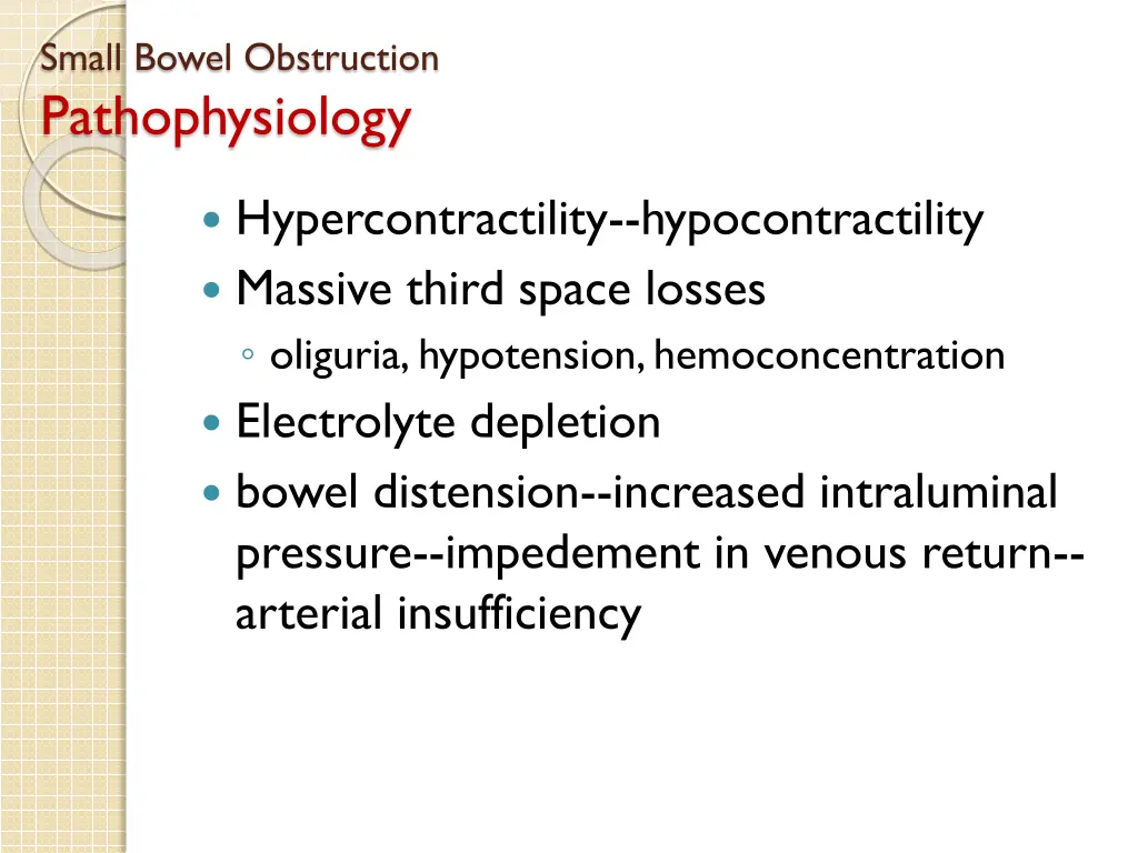 small bowel obstruction pathophysiology