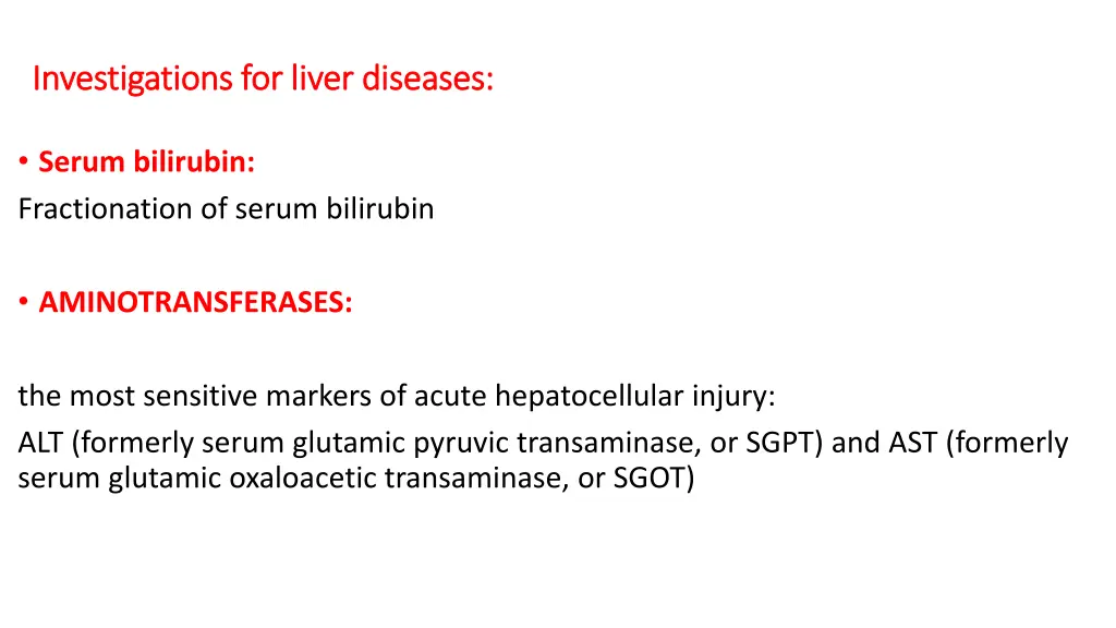 investigations for liver diseases investigations