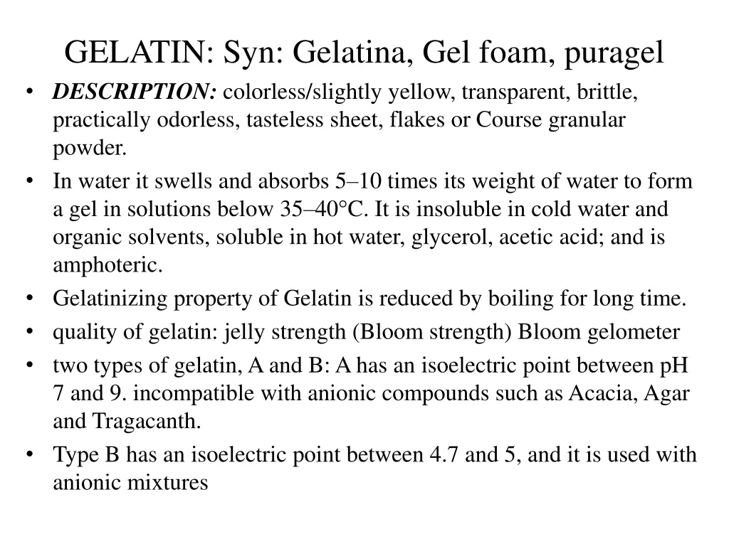 gelatin syn gelatina gel foam puragel description