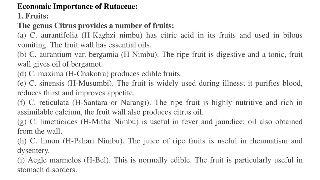 economic importance of rutaceae 1 fruits