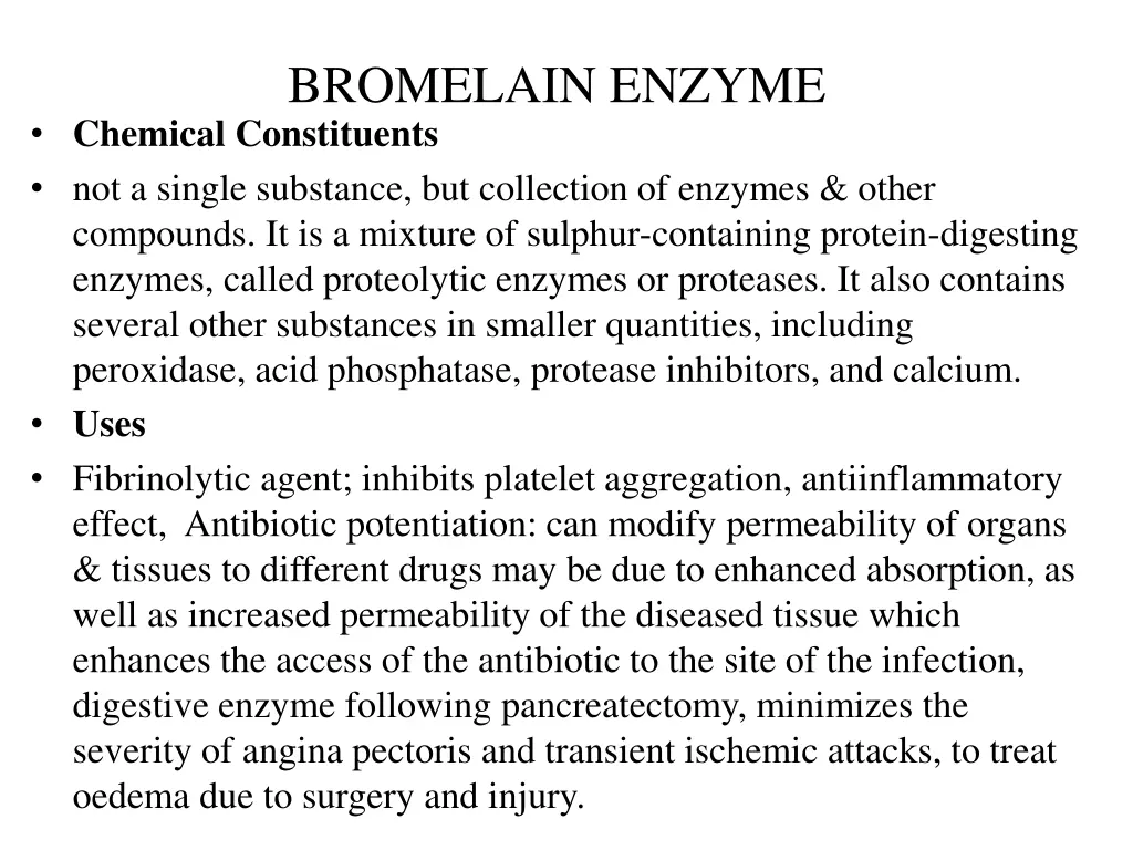 bromelain enzyme chemical constituents