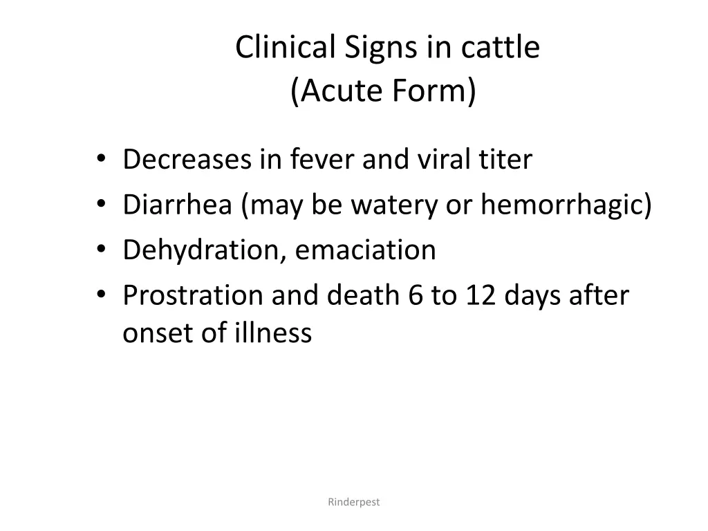 clinical signs in cattle acute form 2