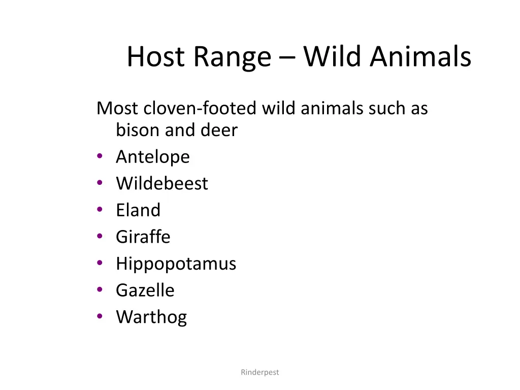 host range wild animals