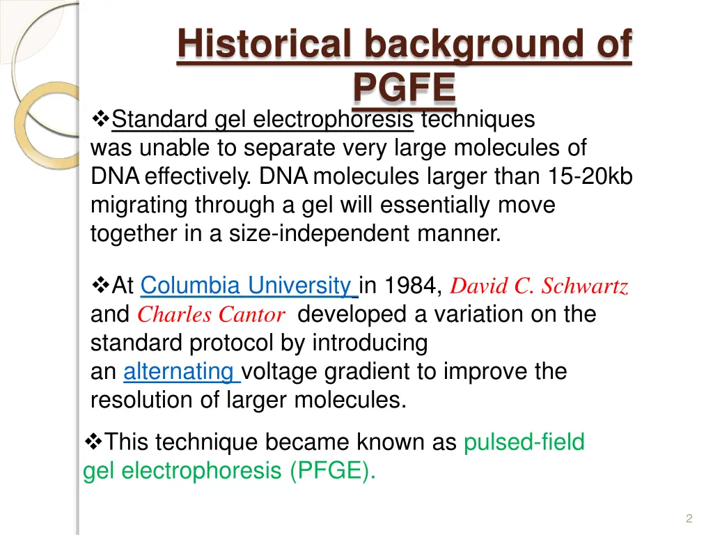 historical background of pgfe standard