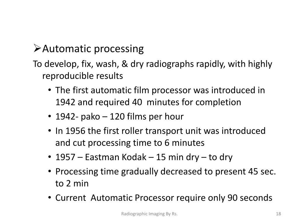 automatic processing to develop fix wash