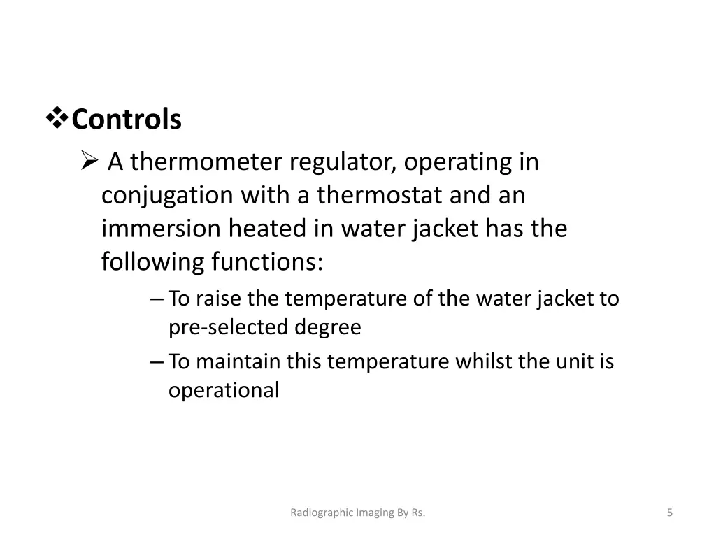 controls a thermometer regulator operating