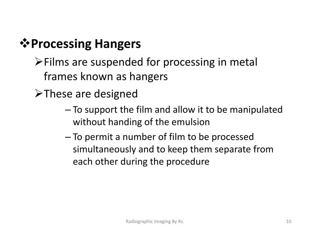 processing hangers films are suspended