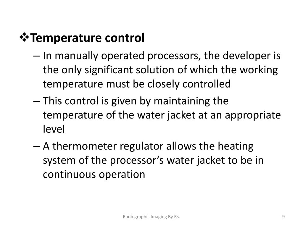 temperature control in manually operated