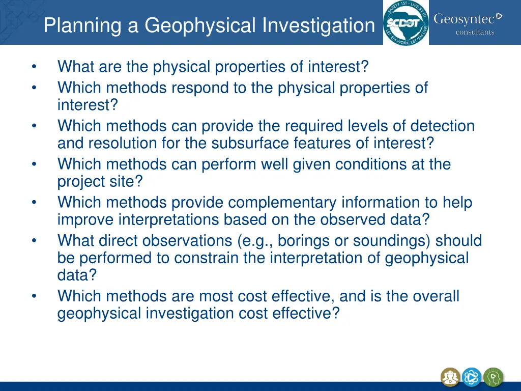 planning a geophysical investigation