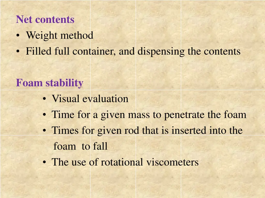 net contents weight method filled full container